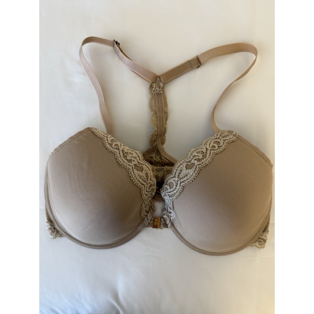 NWOT Natori beige underwire bra racer back with lace size 34D
